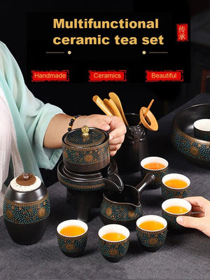 ACACUSS Lazy Semi Automatic Tea Set Household Whole Set I Japanese Ceramic Tea Cup with Infuser I Ceramic Kung Fu Tea Set - ACACUSS