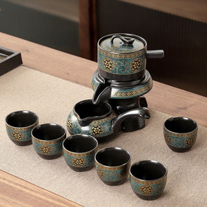 ACACUSS Lazy Semi Automatic Tea Set Household Whole Set I Japanese Ceramic Tea Cup with Infuser I Ceramic Kung Fu Tea Set - ACACUSS