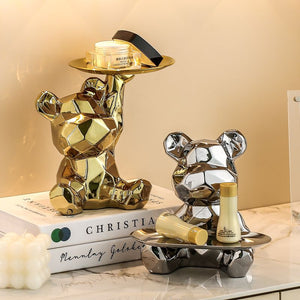 Luxury Porcelain Bear Storage Tray Nordic Creative Figurines Ornaments Porch Desk Home Decoration Keys Candy Storage Home Decor acacuss