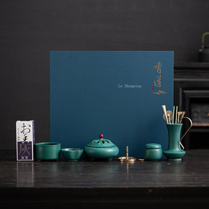 Malachite Green Incense Utensils Gift Box Set Incense Seal Grey Press/powder/spoon/shovel/Incense Burner Tool Home Decoration acacuss