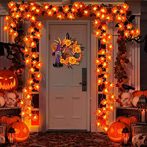 Maple Leaves String Lights Leaf Garlands String Lights Battery Operated Autumn Thanksgiving Halloween Home Fireplace Door Decora acacuss