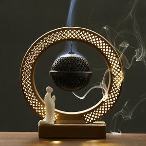 Meditation Buddha light Creative Backflow Incense Burner Ornaments - acacuss