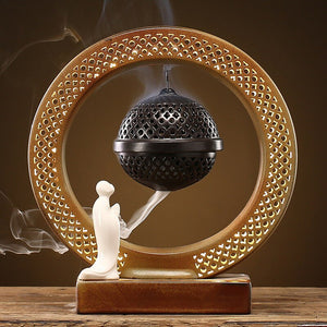 Meditation Buddha light Creative Backflow Incense Burner Ornaments - acacuss