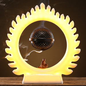 Meditation Buddha light Creative Backflow Incense Burner Ornaments - acacuss