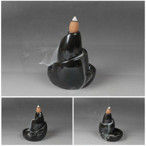 Minimalist Ceramic Incense burner waterfall Sandalwood Smoke - acacuss