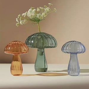 Mushroom Glass Vase Aromatherapy Bottle Creative Home Decor Table Hydroponic Simple Flower Vases Living Room Office Decoration acacuss