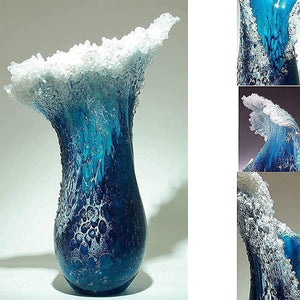 New Arrival Sea Ocean Wave Vase Handmade Resin Art Flower Pot Ornament Modern Desktop Living Room Creative Home Decor acacuss