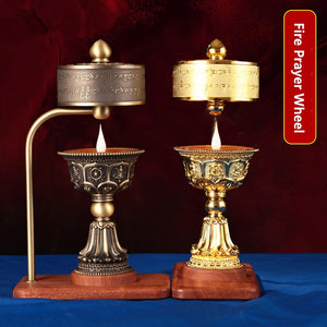 New Fire-Turning Prayer Wheel Charging Butter Lamp Burning Lamp Falun Through Led Tibetan Electric Prayer Wheel Household acacuss