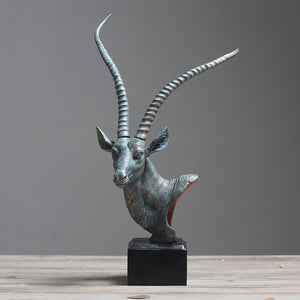 Nordic Antelope Head Statue Desktop Resin Crafts Sculpture Home Decoration Animal Figurine Decoration Accessories acacuss
