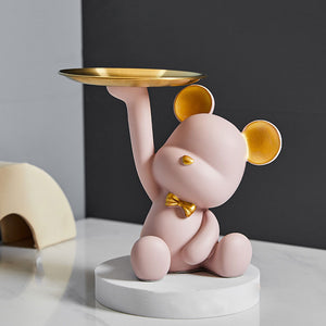 Nordic Style Resin Bear Tray Home Living Room Bedroom Key Storage Decoration Decoration Candy Container Animal Statue Decoration acacuss