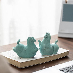 PINNY Horse Decoration Ceramics Estatuas Crafts Decorative Ornament Animal Tea Ceremony Ornaments acacuss