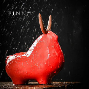 PINNY Red Bull Ornament Estatuas Ceramic Crafts Decorative Statues For Decoration Home Decoration Accessories Modern acacuss