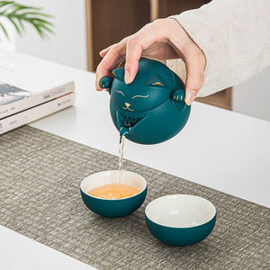 Portable LUCKY CAT mug Tea Set - acacuss