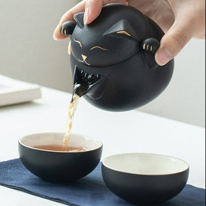 Portable LUCKY CAT mug Tea Set - acacuss