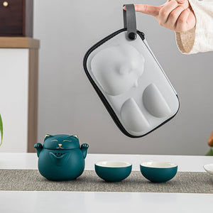 Portable LUCKY CAT mug Tea Set - acacuss