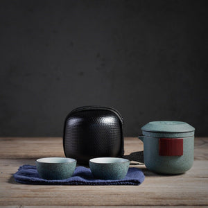 Portable TEA SET teapot with two Tea Cups and Travel Bag - acacuss