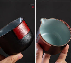 Portable TEA SET teapot with two Tea Cups and Travel Bag - acacuss