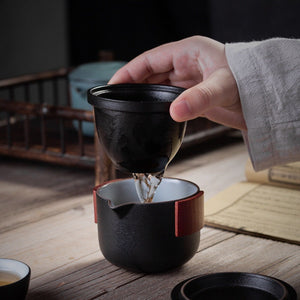 Portable TEA SET teapot with two Tea Cups and Travel Bag - acacuss