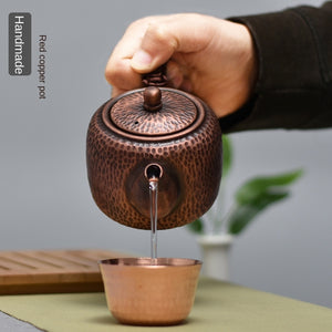Pure red copper hand-made tea pot thickened antique small copper pot Kung Fu Tea Set tea pot tea maker acacuss