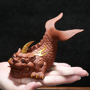 Purple Clay Lucky Fish Mascot Tea Pet Accessories Handicraft Home Decoration Business Gift Home Furnishing Articles acacuss