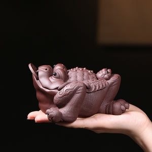 Purplue Sand Tea Pet Decoration Large Handmade Golden Toad Boutique Tea Ceremony Tea Carve acacuss