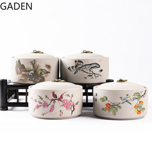 Retro Ceramic Storage Jars Household Tea Cans Moisture-proof Sealed Jars Household Living Room Tea Table Decoration Tea Sets acacuss