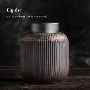 ACACUSS Tea TIN Or Coffee CONTAINER Retro Wood Fired Ceramic Large Household Seal Ceramic Tea Canisters Traditional Tea Jars Storage Tea - ACACUSS