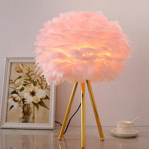 Romantic Feather Table Lamp Home Indoor Bedside Lights Living Room Bedroom Coffee Shop Decor Desk Lamp Wedding Christmas Gift acacuss