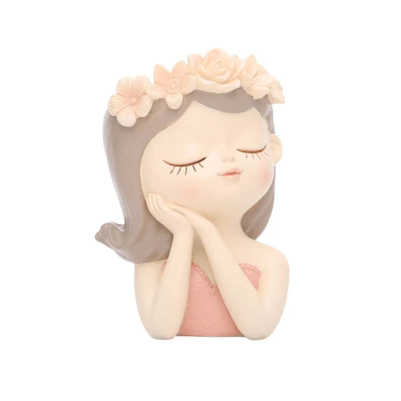 resin succulent planter Plants Flower Pot Resin Succulent Planter Flower Vases Little Girl Gar – acacuss