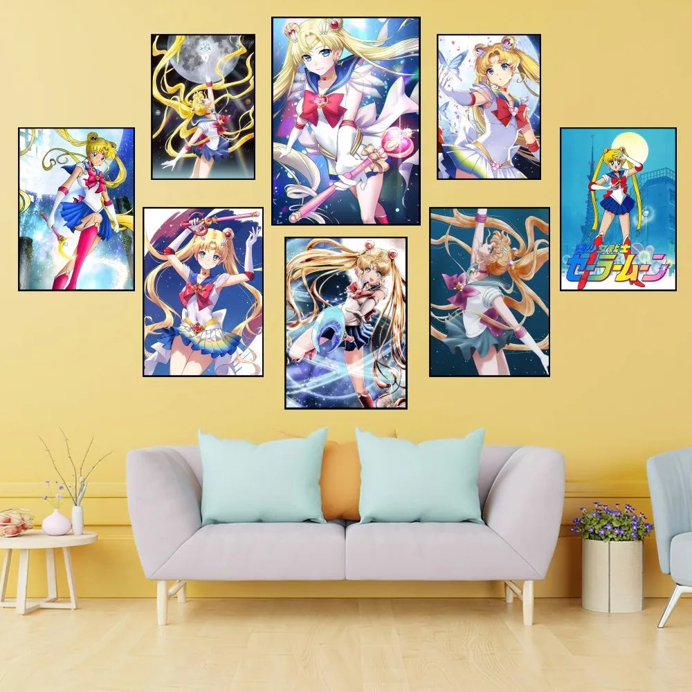 Anime S-Sailor Cute Moon Poster Prints Wall Painting Bedroom Living Ro ...