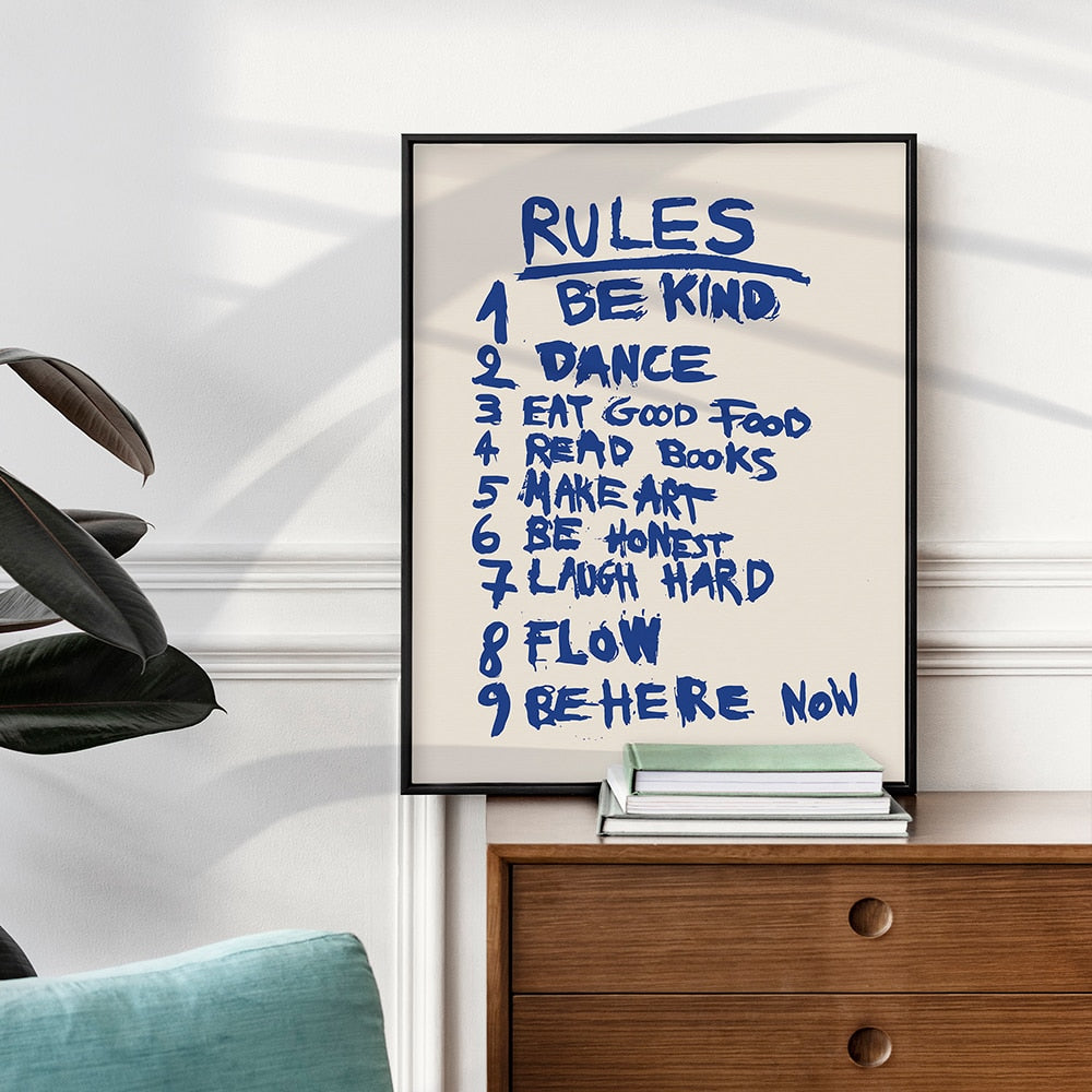 Retro moderne Regeln Zitat trendige Gast Scheck Geschenk Wand Kunst Leinwand Malerei Poster abstrakte Druck für Wohnzimmer Wohnheim Zimmer Home Decor