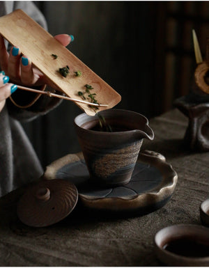 Stoneware Gaiwan Handmade Pottery Unique Hat Pot Iron Glaze Teapot 140ml capacity - acacuss