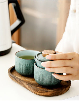 TEA SET | Gaiwan| Ideal Travel Gift | Modern Tea Jars | Tea Ceremony Car Travel Kungfu Tea Set With 1 Pot And 1 Cup - acacuss