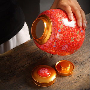 ACACUSS Tea Caddy Ceramic Enamel Large Sealed Tea Caddy Household Wake-up Tea Box Storage Moisture-proof Gift Box - ACACUSS