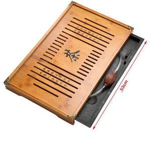 ACACUSS Bamboo tea tray square size | Tea Tray Heavy Natural Bamboo | Traditional Bamboo Wood Gongfu Tea Tray | Tea Table Tray Drainage - ACACUSS
