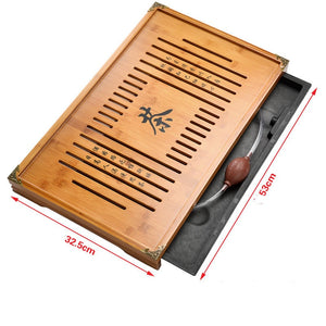 ACACUSS Bamboo tea tray square size | Tea Tray Heavy Natural Bamboo | Traditional Bamboo Wood Gongfu Tea Tray | Tea Table Tray Drainage - ACACUSS