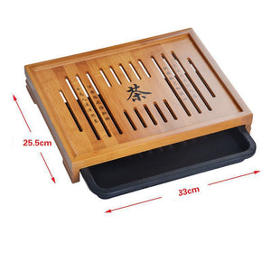 ACACUSS Bamboo tea tray square size | Tea Tray Heavy Natural Bamboo | Traditional Bamboo Wood Gongfu Tea Tray | Tea Table Tray Drainage - ACACUSS
