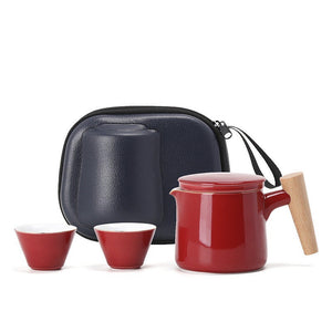 ACACUSS Teapot and tea cups small set with Travel Bag - Kung FU Tea Ceremony Handmade Pottery Unique Gift Box - ACACUSS