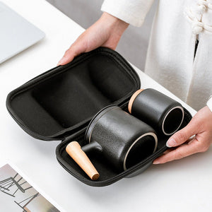 ACACUSS Teapot and tea cups small set with Travel Bag - Kung FU Tea Ceremony Handmade Pottery Unique Gift Box - ACACUSS