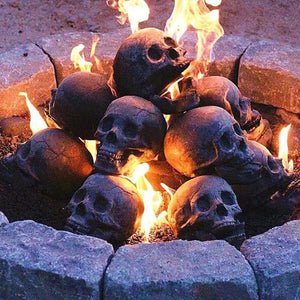 Terrifying Skull Fire Pit Halloween Decoration Reusable Ceramic Fire Pit Simulation Skull Props Horror Ceramic Fireplace Burning acacuss