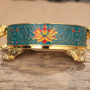 Tibetan Dish Incense Burner Color Copper Alloy Painted Incense Burner - indoor Meditation Engraving Temples Smoke Supply Furnace Ornaments - ACACUSS