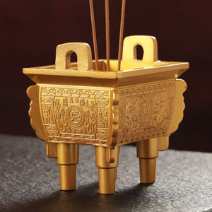 Tibetan Incense Stick Burner Gold Tripod Alloy Buddhist Indoor Desktop Decoration Tantric Meditation Temples Aromatherapy Stove acacuss