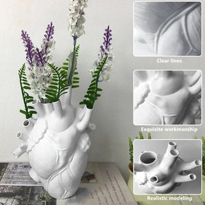 Vase Container Simulation Anatomical Heart-shaped Vase Dried Flower Pot Art Vase Human Statue Desktop Home Decoration Ornaments acacuss