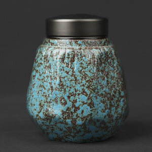 Vintage TEA and Coffee TIN Container Retro Stoneware Sealed tea Storage Jar Kiln Turned - acacuss