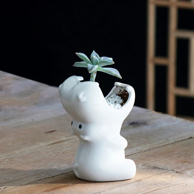 hippo plant pot White Ceramic Hippo Planter Decorative Flower Pot Multifunctional Cont