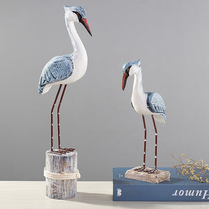 Wood Sea Bird Statue Home Decor Children's Room Model Room Animal Figurines Home Decoration Table Decorations acacuss