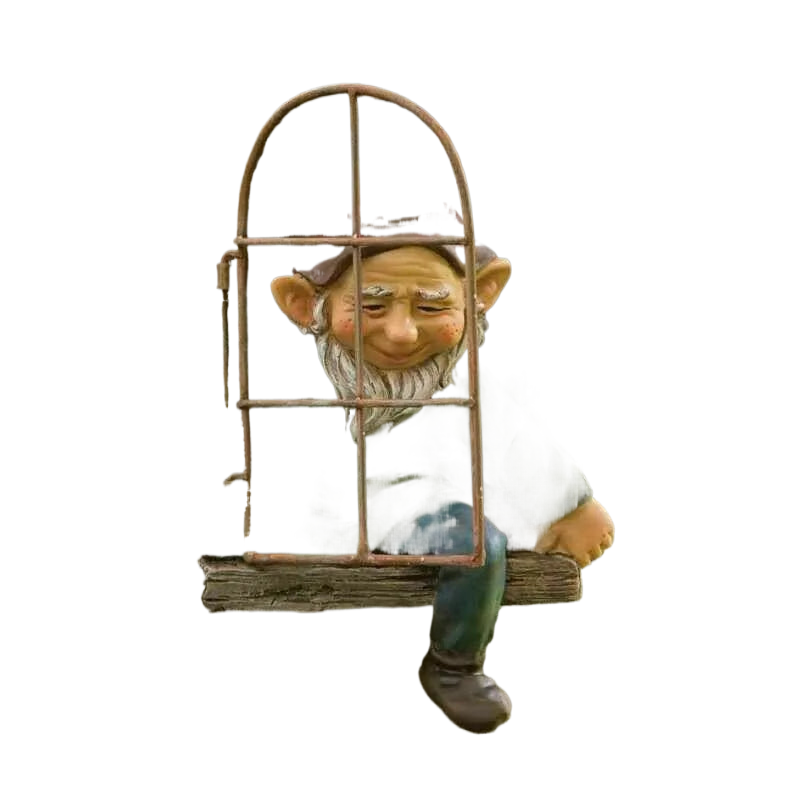 Elf Out The Door /Window Tree Hugger Naughty Garden Gnome Statue Tree Decor acacuss