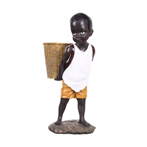 African Figurine Little Boy Tribal Kid Statue Sculpture  Art Piece Decor For Home Vase Storage Table Stand Study Room Ornament acacuss