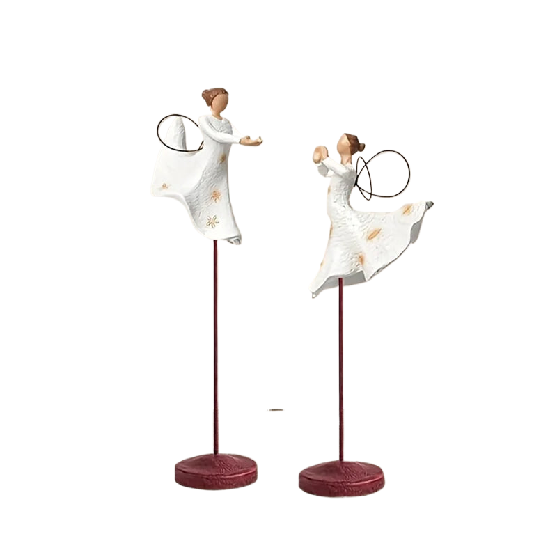 Double Angels Home sculpture art Living Room Bedroom table decoration Resin crafts Room decoration supplies acacuss