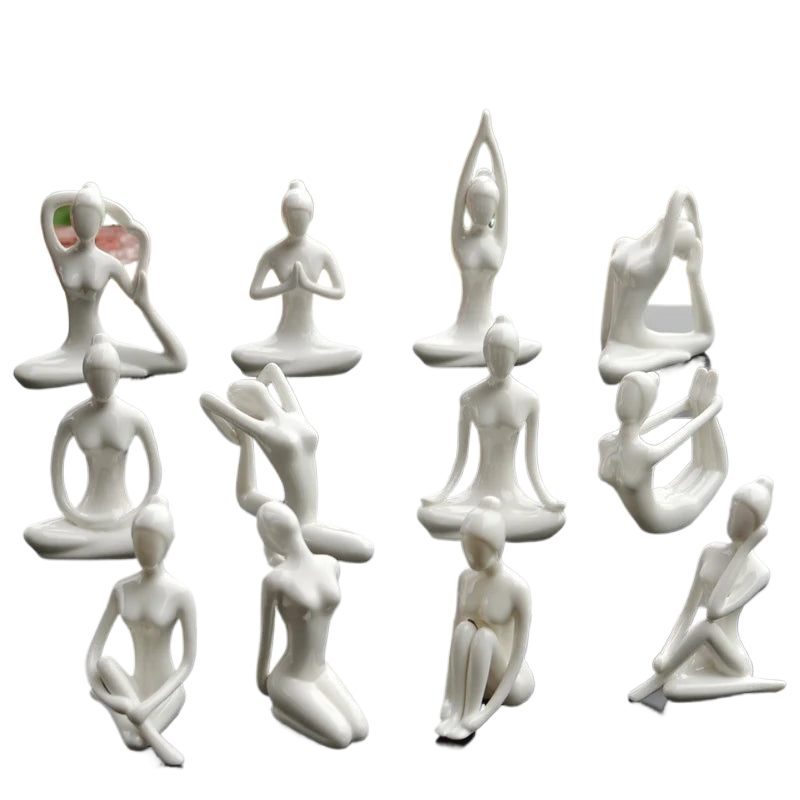 12 Styles Abstract Figure Art Ceramic Yoga Poses Figurine Porcelain Lady Statue Home Yoga Study Studio Decor Ornament  Sculpture acacuss